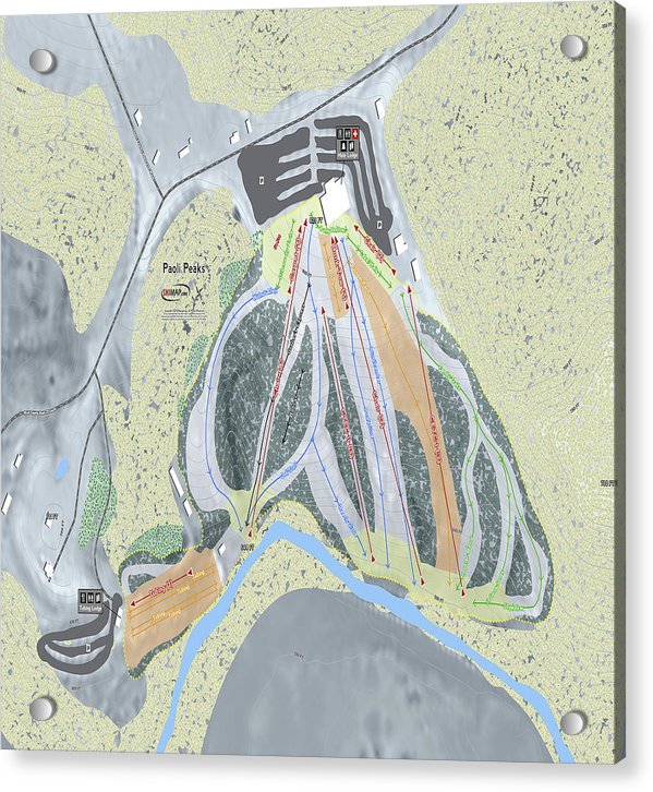 Paoli Peaks Ski Trail Map - Acrylic Print - Powderaddicts