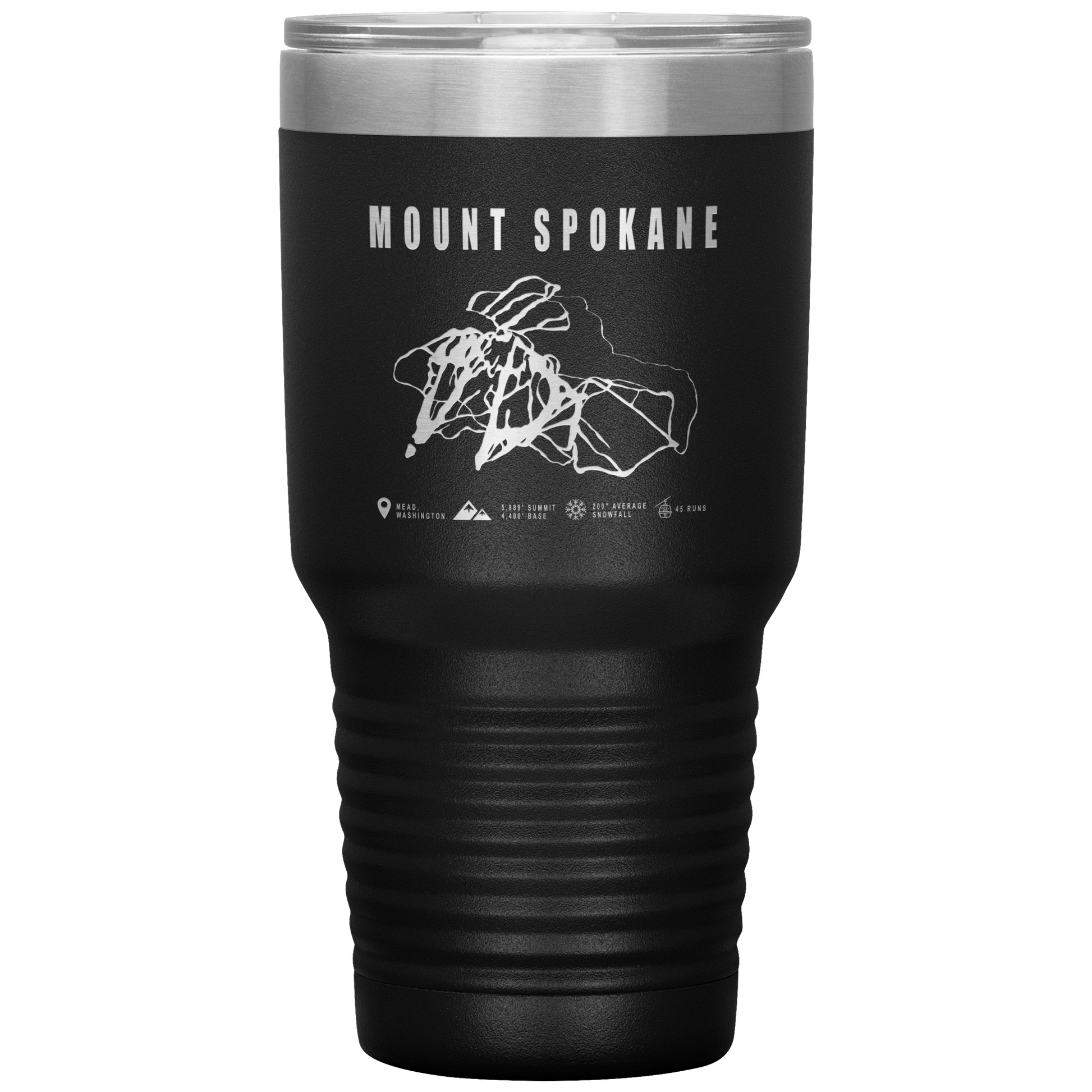 Mount Spokane, Washington Ski Trail Map 30oz Tumbler - Powderaddicts