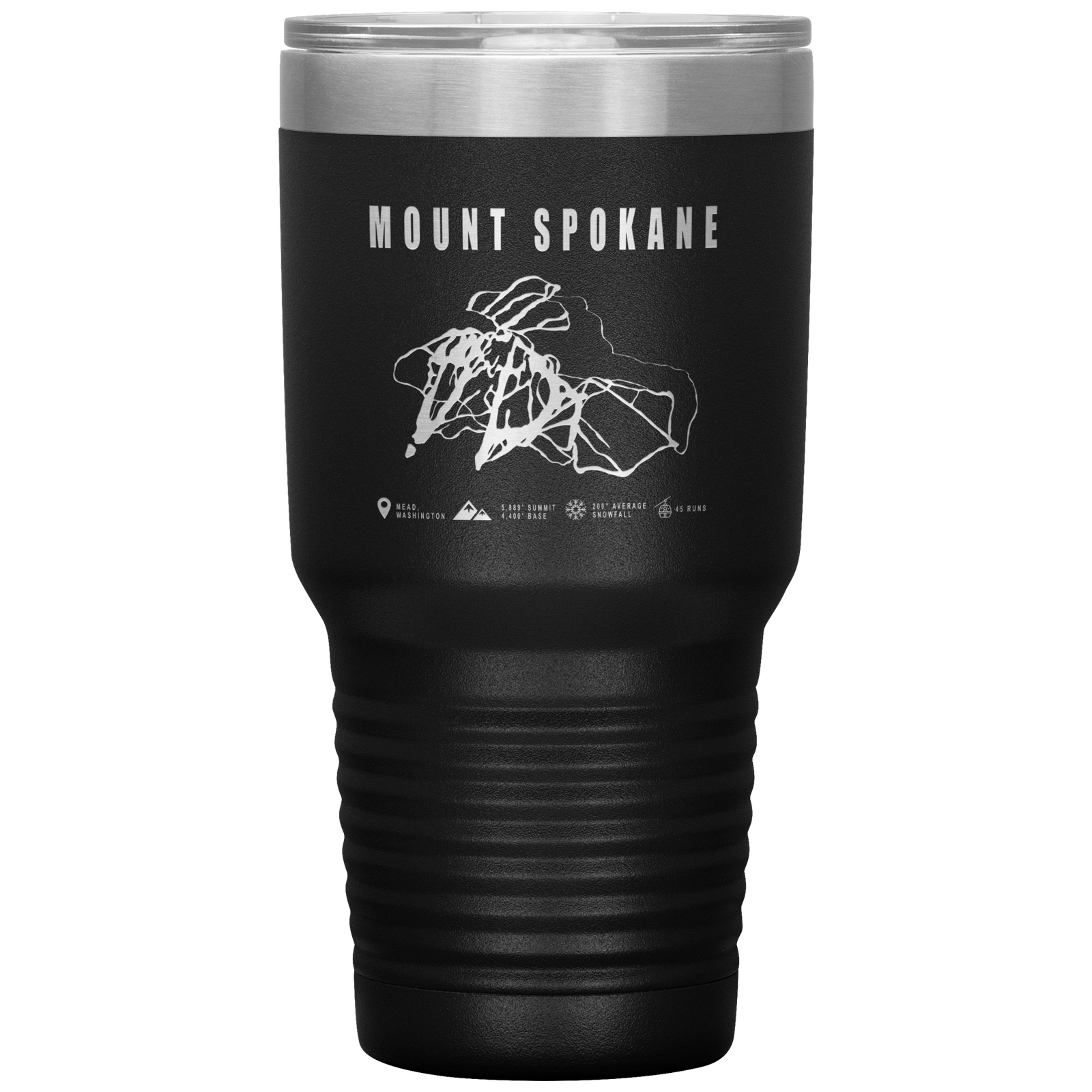 Mount Spokane, Washington Ski Trail Map 30oz Tumbler - Powderaddicts