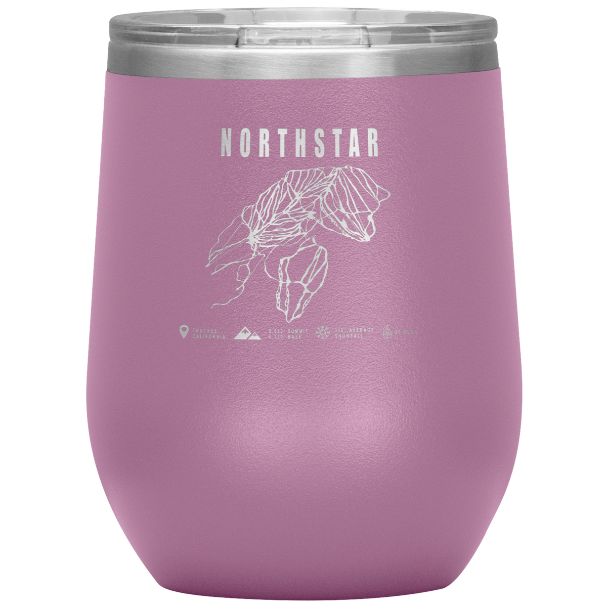 Northstar, California Ski Trail Map Wine 12oz Tumbler - Powderaddicts