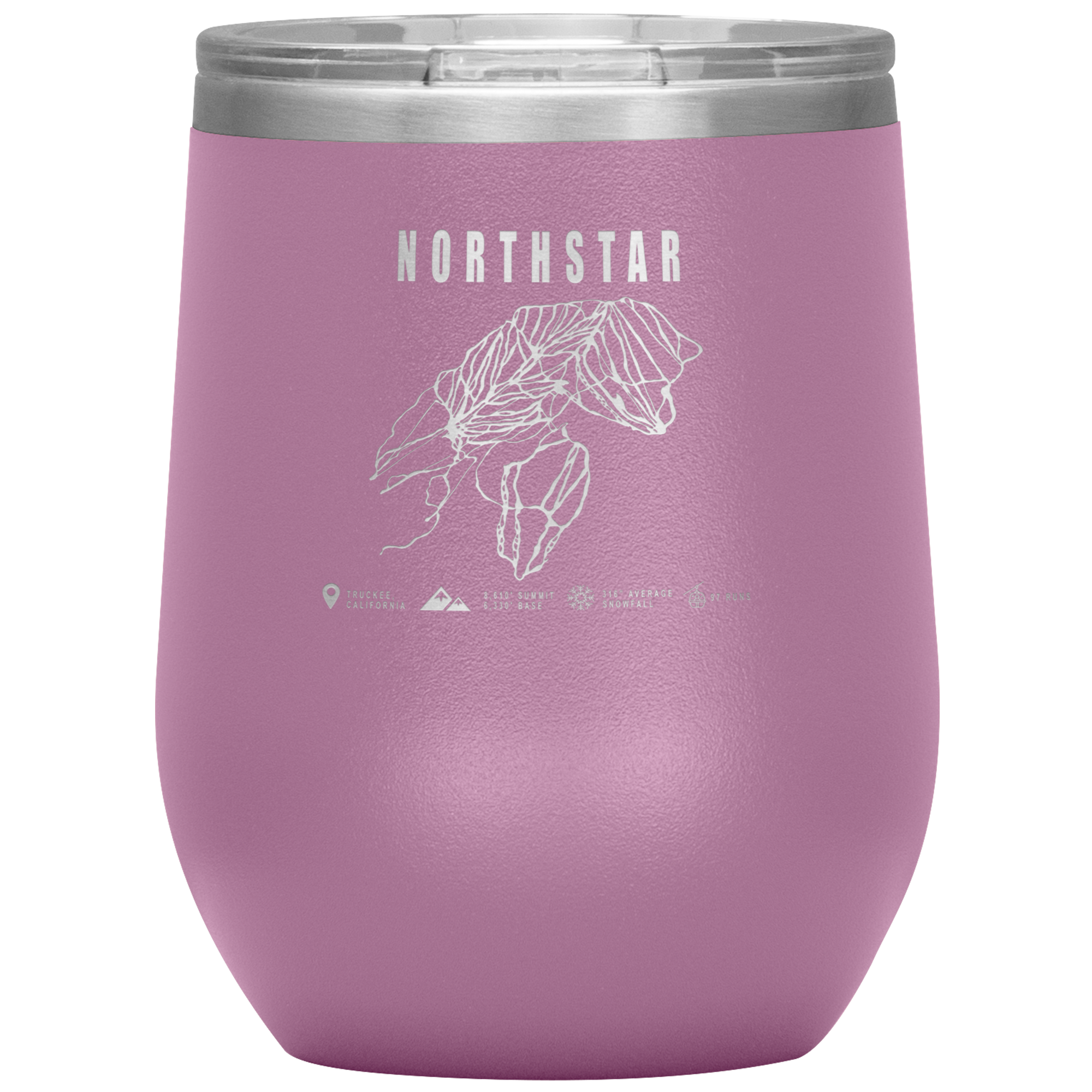 Northstar, California Ski Trail Map Wine 12oz Tumbler - Powderaddicts