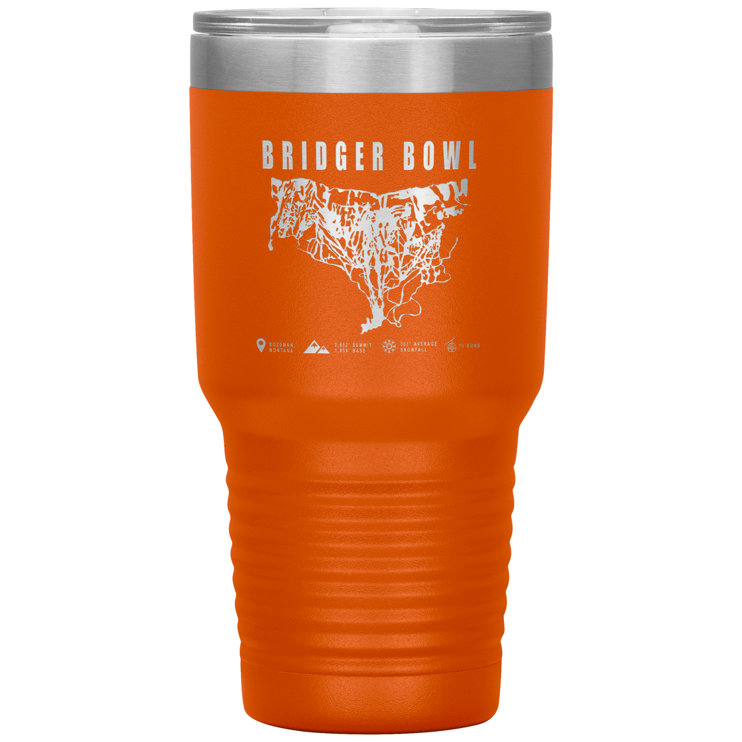 Bridger Bowl Montana Ski Trail Map 30oz Tumbler - Powderaddicts