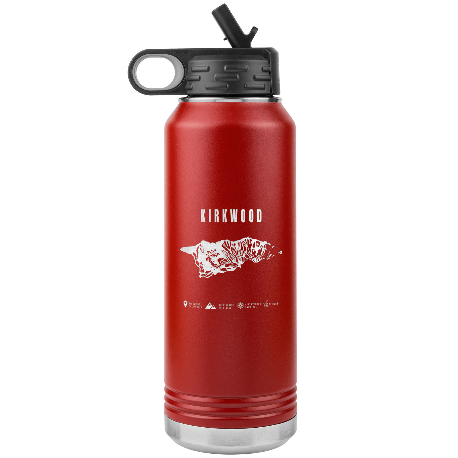 Kirkwood, California Ski Trail Map 32oz Water Bottle Tumbler - Powderaddicts