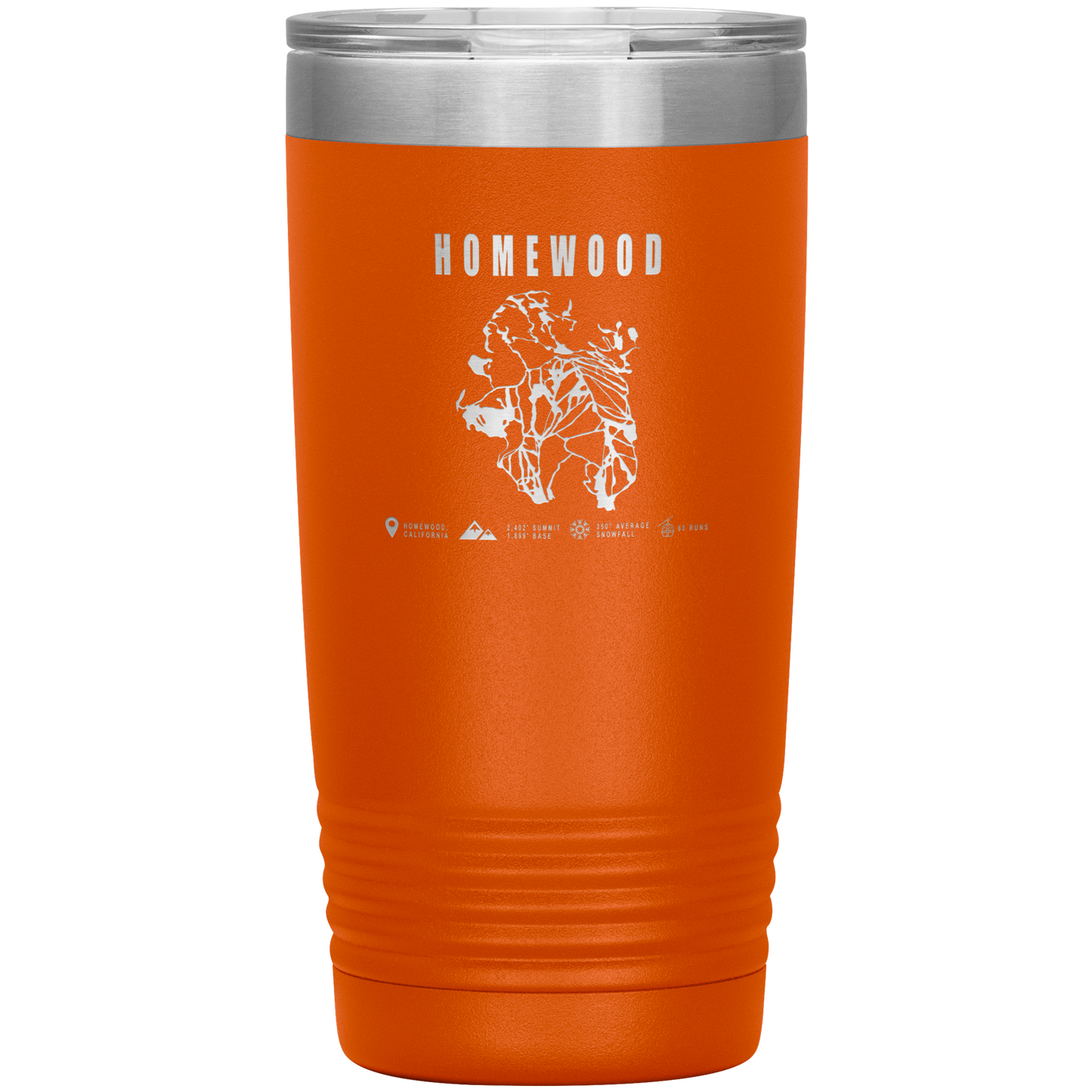 Homewood, California Ski Trail Map 20oz Tumbler - Powderaddicts
