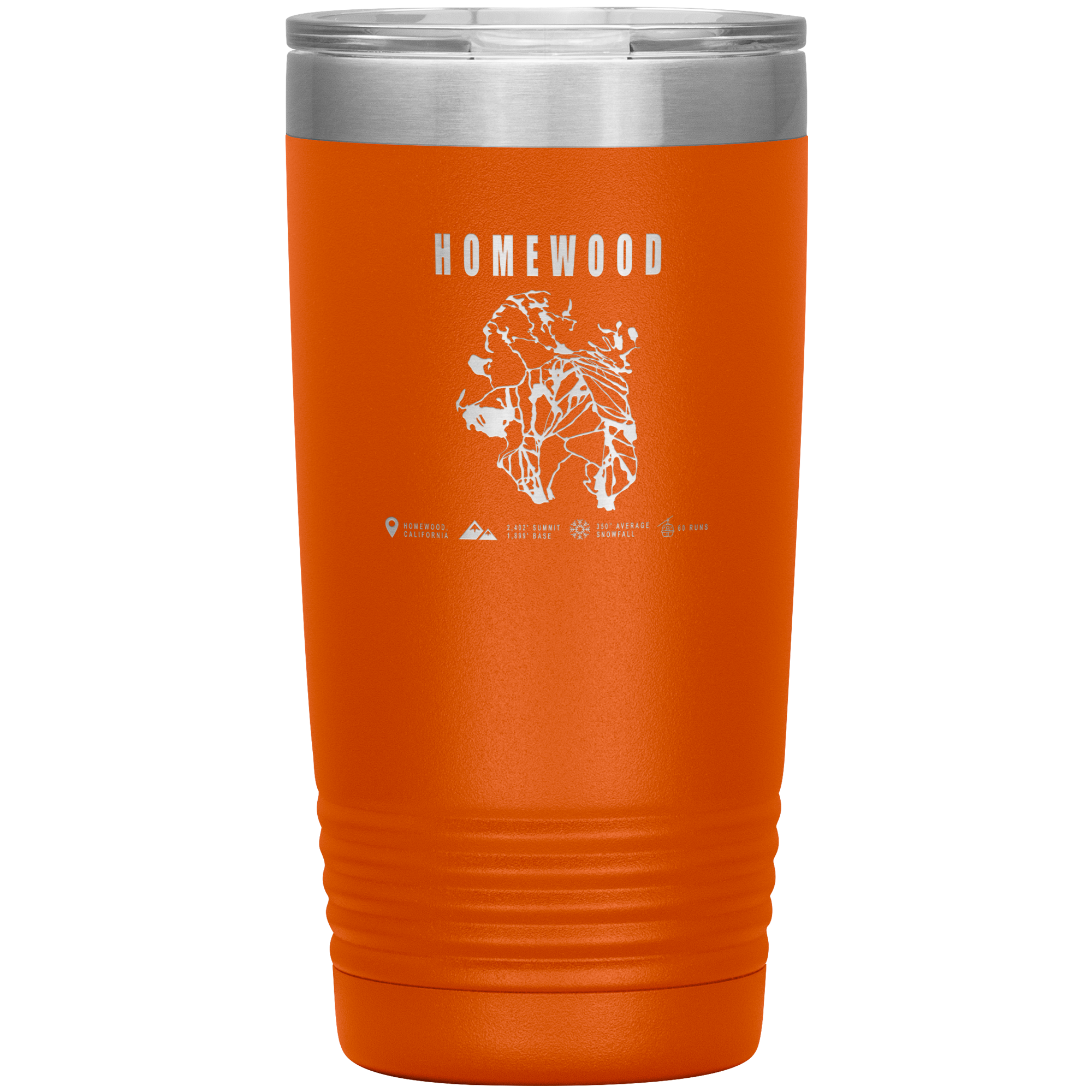 Homewood, California Ski Trail Map 20oz Tumbler - Powderaddicts