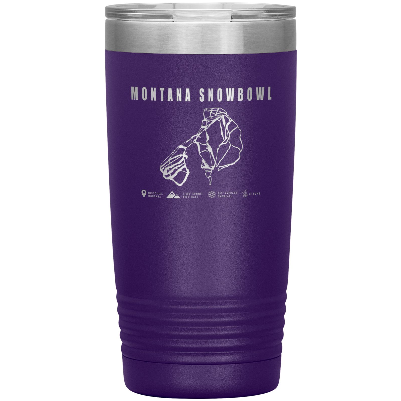 Montana Snowbowl, Montana Ski Trail Map 20oz Tumbler - Powderaddicts