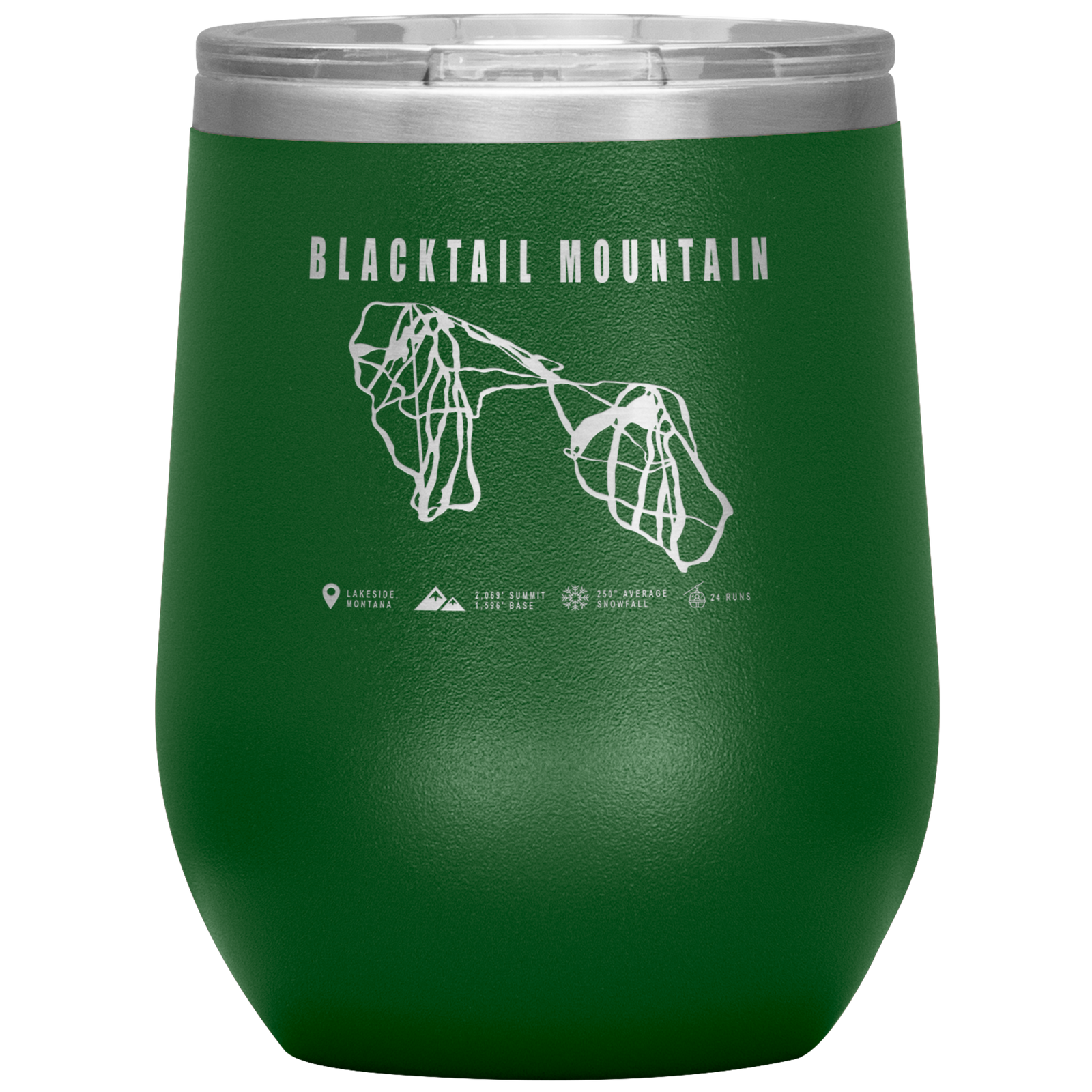 Blacktail Mountain Montana Ski Trail Map Wine 12oz Tumbler - Powderaddicts