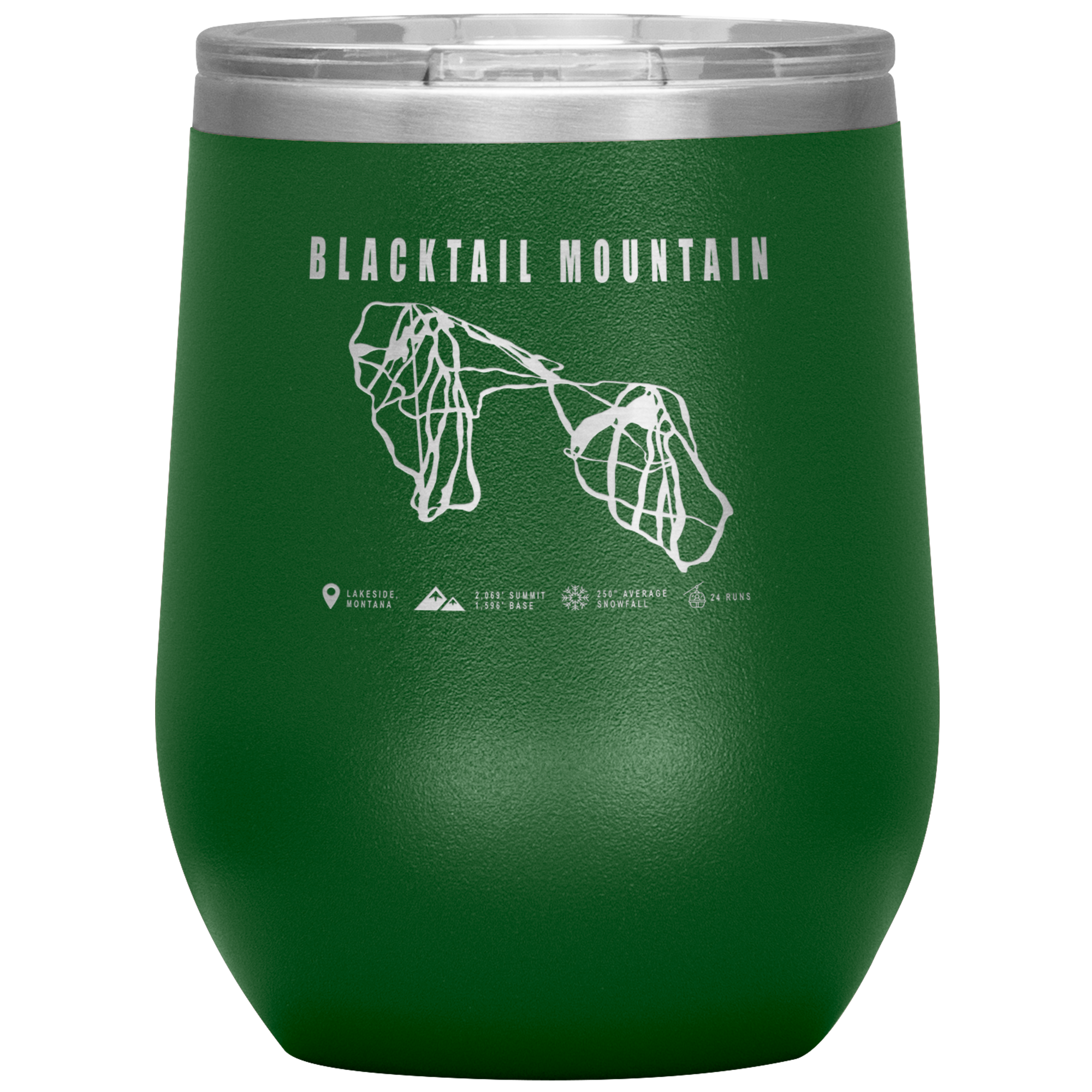 Blacktail Mountain Montana Ski Trail Map Wine 12oz Tumbler - Powderaddicts