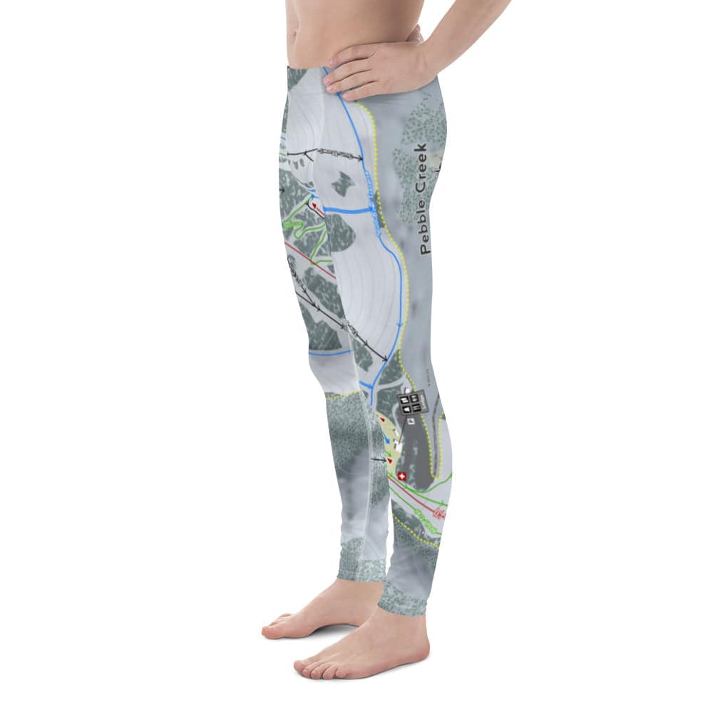Pebble Creek, Idaho Ski Trail Map Men's Base Layer Bottom - Powderaddicts