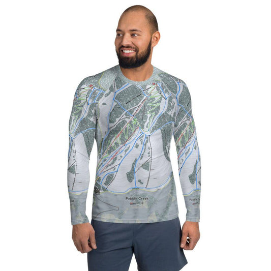 Pebble Creek, Idaho Ski Trail Map Men's Base Layer Top - Powderaddicts