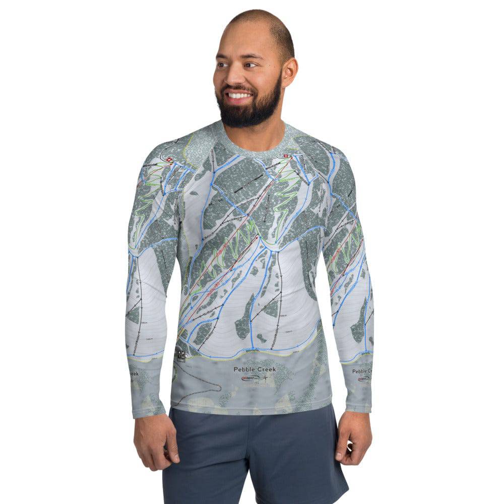 Pebble Creek, Idaho Ski Trail Map Men's Base Layer Top - Powderaddicts