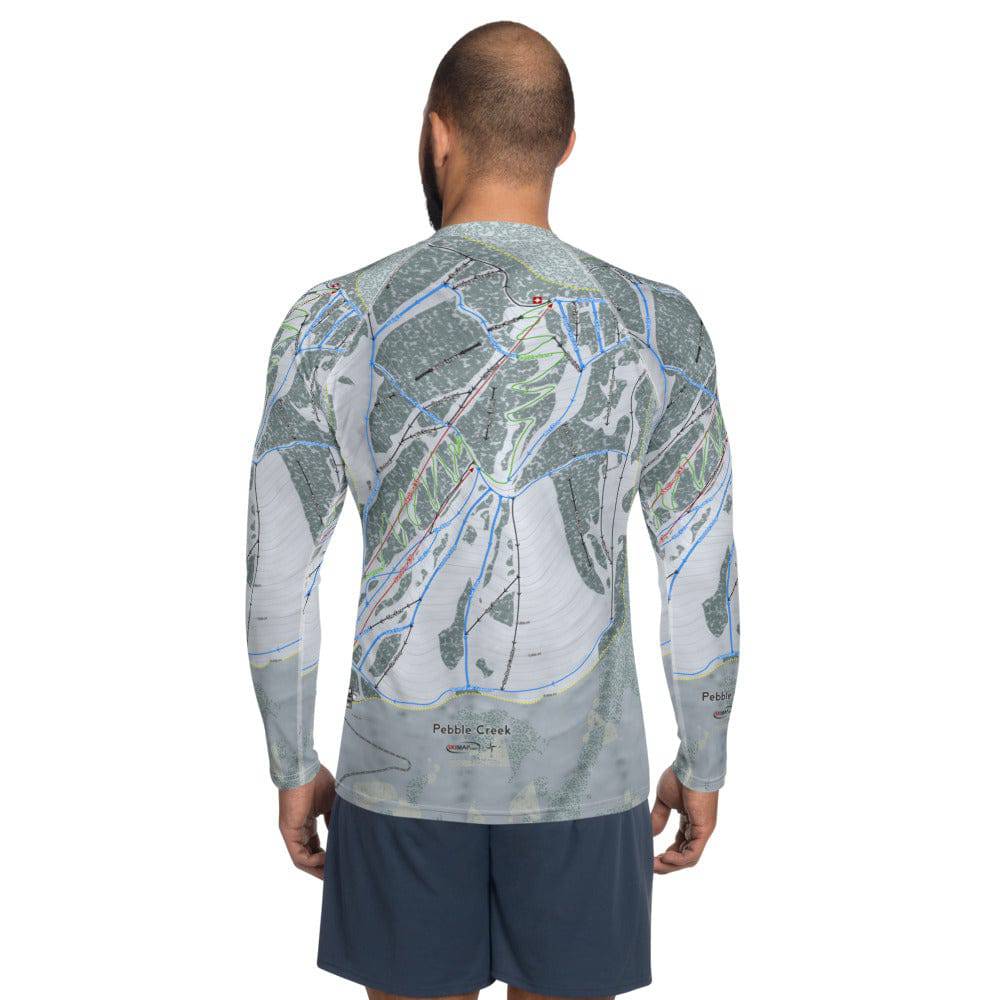 Pebble Creek, Idaho Ski Trail Map Men's Base Layer Top - Powderaddicts
