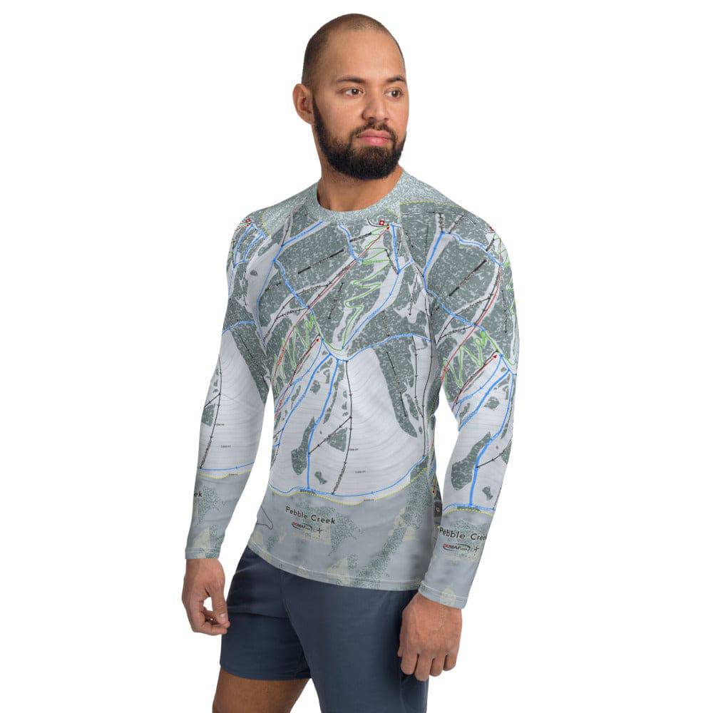 Pebble Creek, Idaho Ski Trail Map Men's Base Layer Top - Powderaddicts