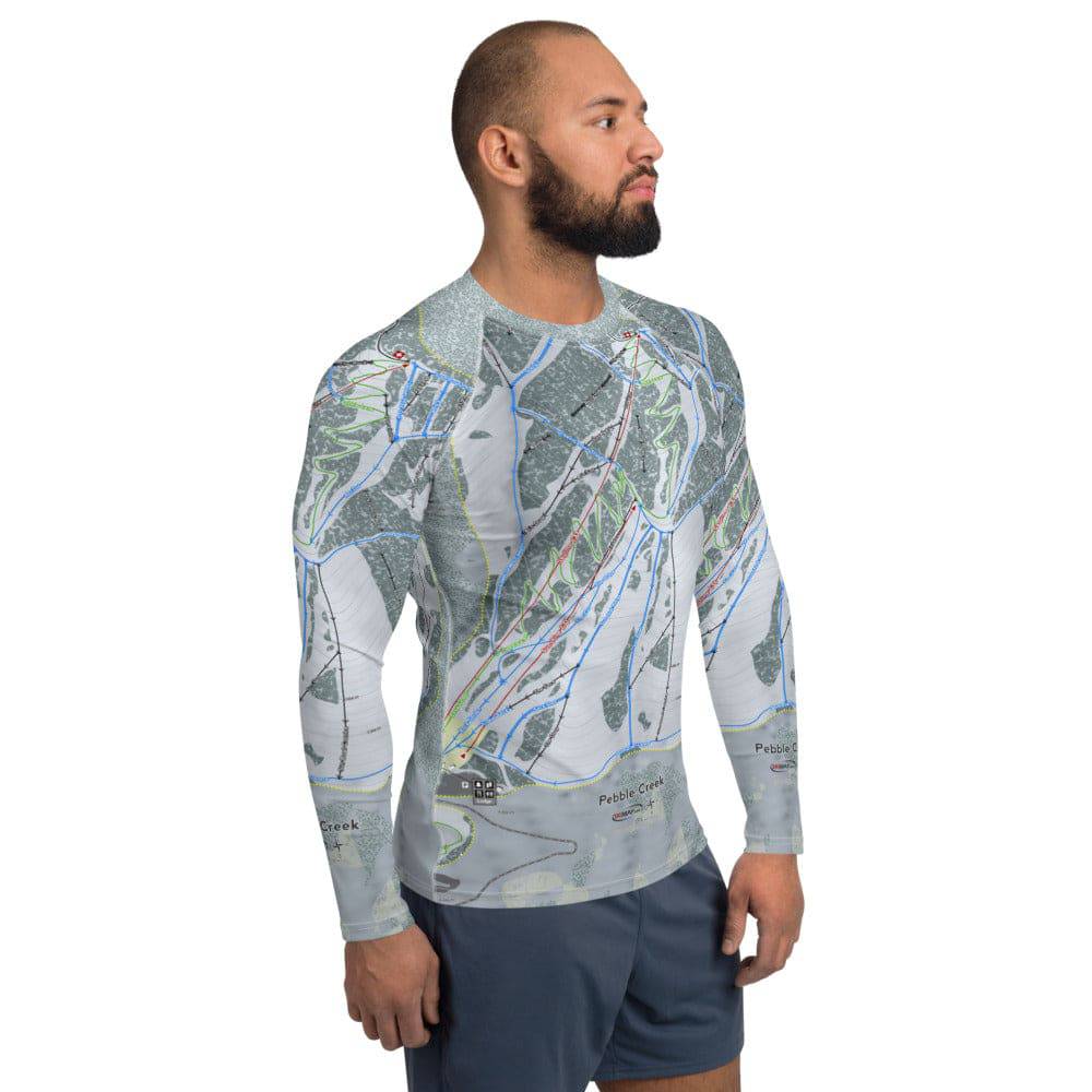 Pebble Creek, Idaho Ski Trail Map Men's Base Layer Top - Powderaddicts