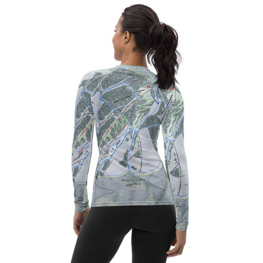 Pebble Creek, Idaho Ski Trail Map Women's Base Layer Top - Powderaddicts