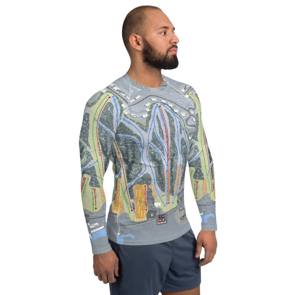 Peek'n Peak, New York Ski Trail Map Men's Base Layer Top - Powderaddicts
