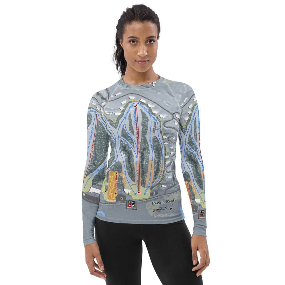 Peek'n Peak, New York Ski Trail Map Women's Base Layer Top