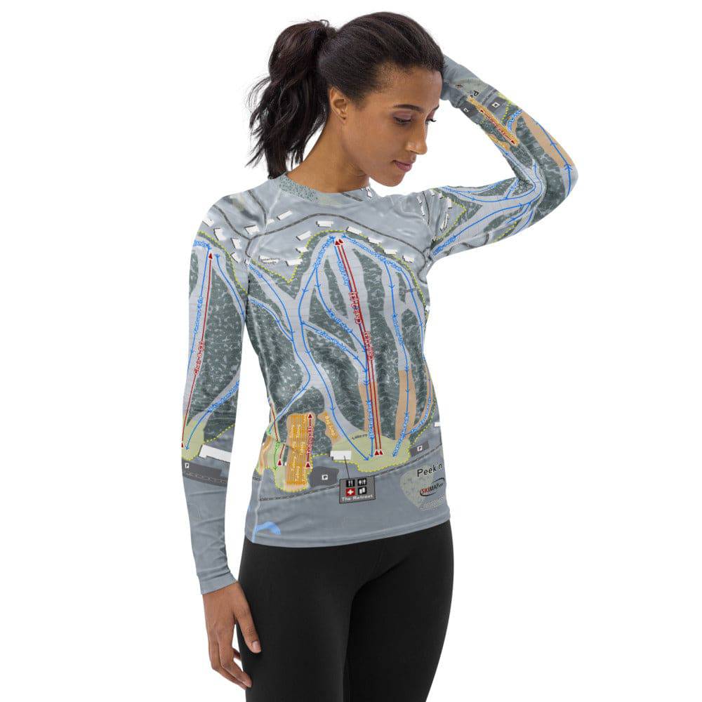 Peek'n Peak, New York Ski Trail Map Women's Base Layer Top - Powderaddicts