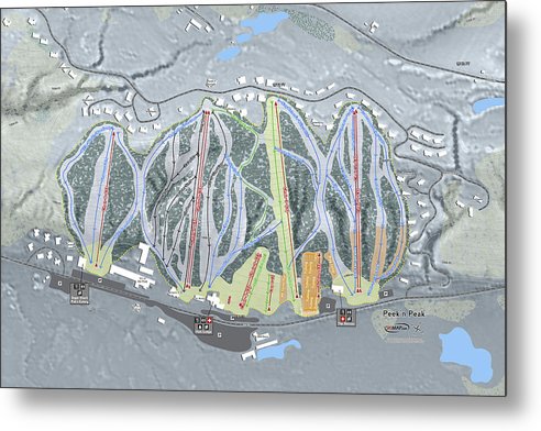 Peekn Peek Ski Trail Map - Metal Print - Powderaddicts