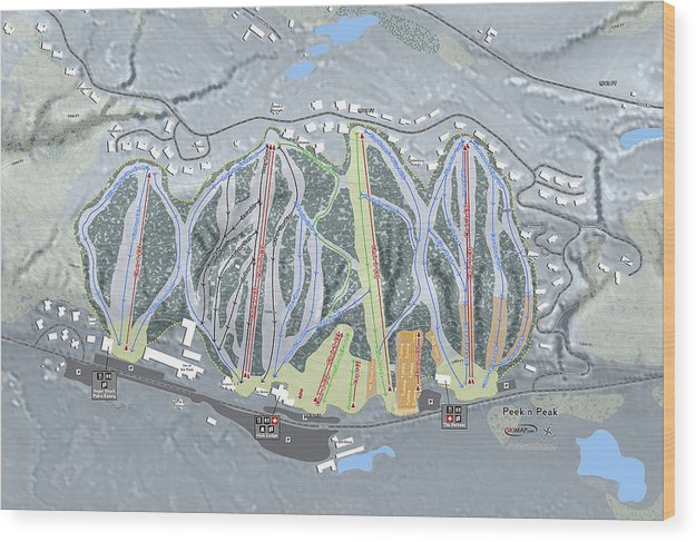 Peekn Peek Ski Trail Map - Wood Print - Powderaddicts