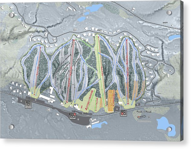 Peekn Peek Ski Trail Map - Acrylic Print - Powderaddicts