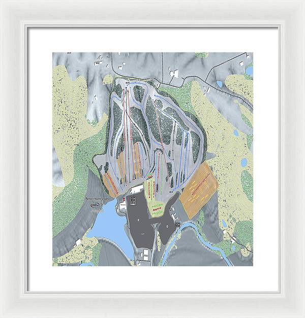 Perfect North Slopes Ski Trail Map - Framed Print - Powderaddicts