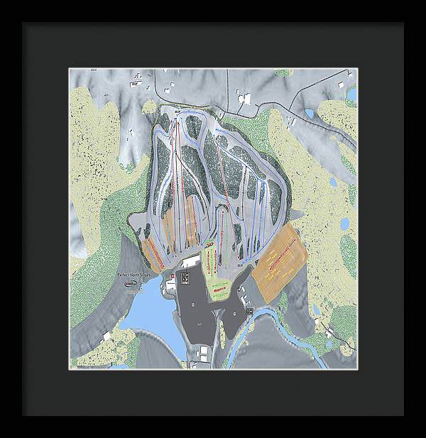 Perfect North Slopes Ski Trail Map - Framed Print - Powderaddicts
