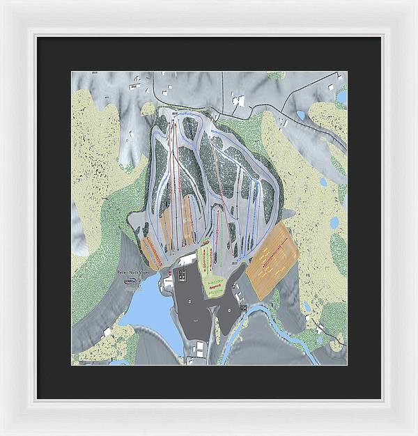 Perfect North Slopes Ski Trail Map - Framed Print - Powderaddicts