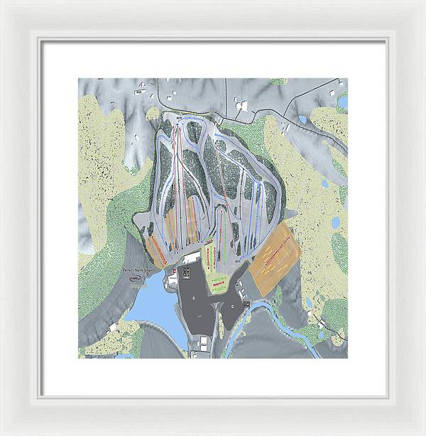 Perfect North Slopes Ski Trail Map - Framed Print - Powderaddicts