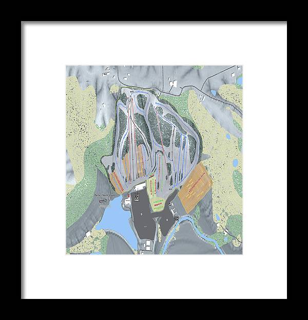 Perfect North Slopes Ski Trail Map - Framed Print - Powderaddicts