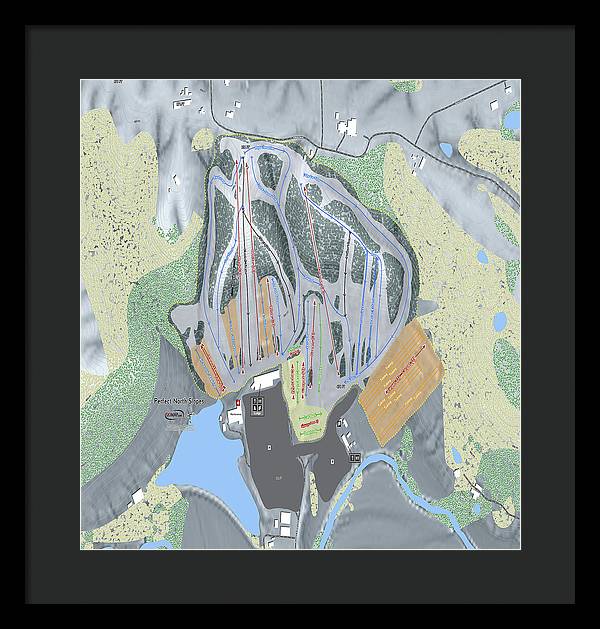Perfect North Slopes Ski Trail Map - Framed Print - Powderaddicts