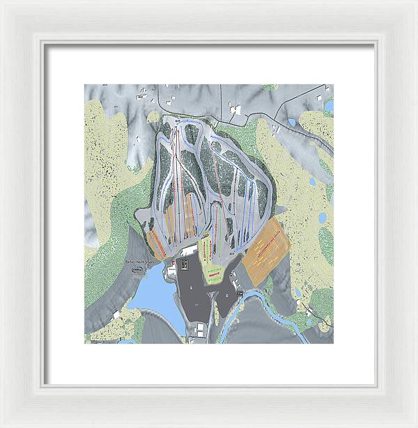 Perfect North Slopes Ski Trail Map - Framed Print - Powderaddicts