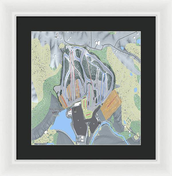 Perfect North Slopes Ski Trail Map - Framed Print - Powderaddicts