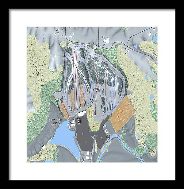 Perfect North Slopes Ski Trail Map - Framed Print - Powderaddicts