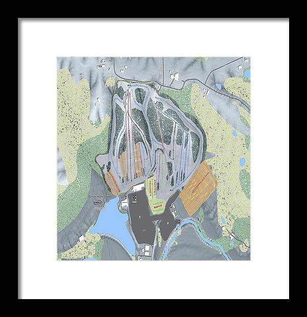 Perfect North Slopes Ski Trail Map - Framed Print - Powderaddicts