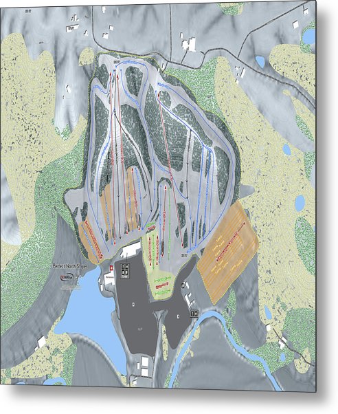 Perfect North Slopes Ski Trail Map - Metal Print - Powderaddicts