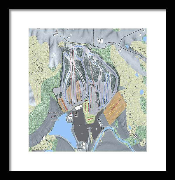 Perfect North Slopes Ski Trail Map - Framed Print - Powderaddicts