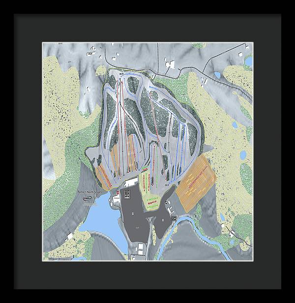 Perfect North Slopes Ski Trail Map - Framed Print - Powderaddicts