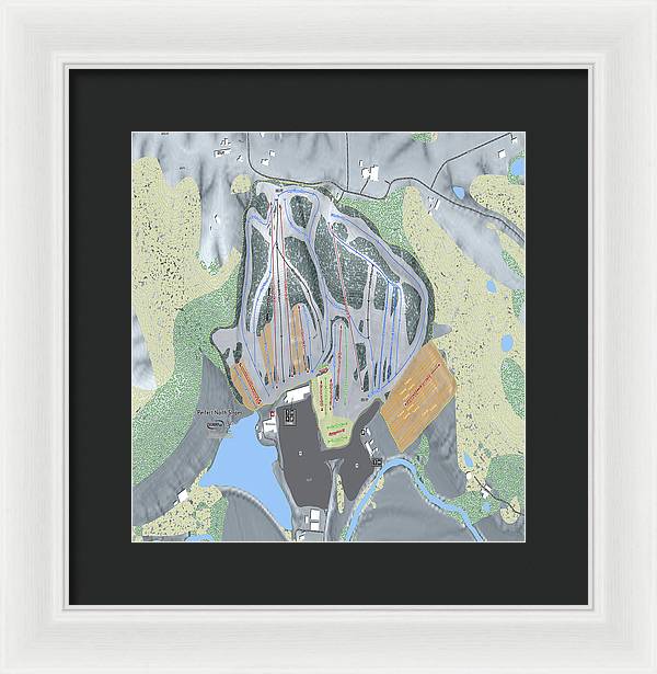 Perfect North Slopes Ski Trail Map - Framed Print - Powderaddicts