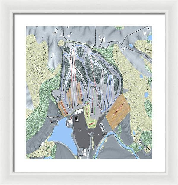 Perfect North Slopes Ski Trail Map - Framed Print - Powderaddicts