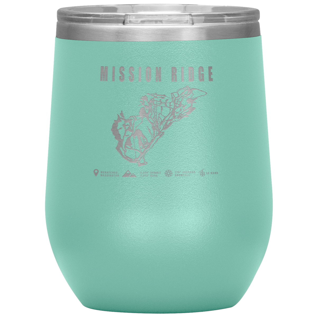 Mission Ridge, Washington Ski Trail Map Wine 12oz Tumbler - Powderaddicts