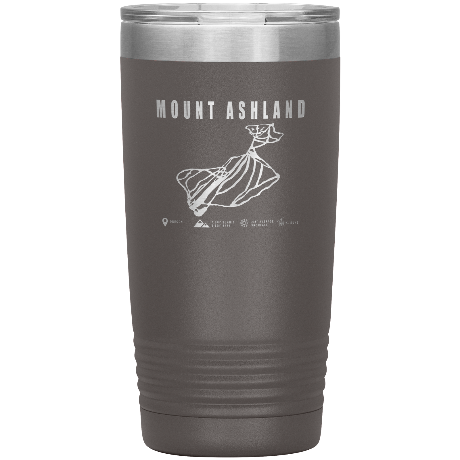 Mount Ashland, Oregon Ski Trail Map 20oz Tumbler - Powderaddicts