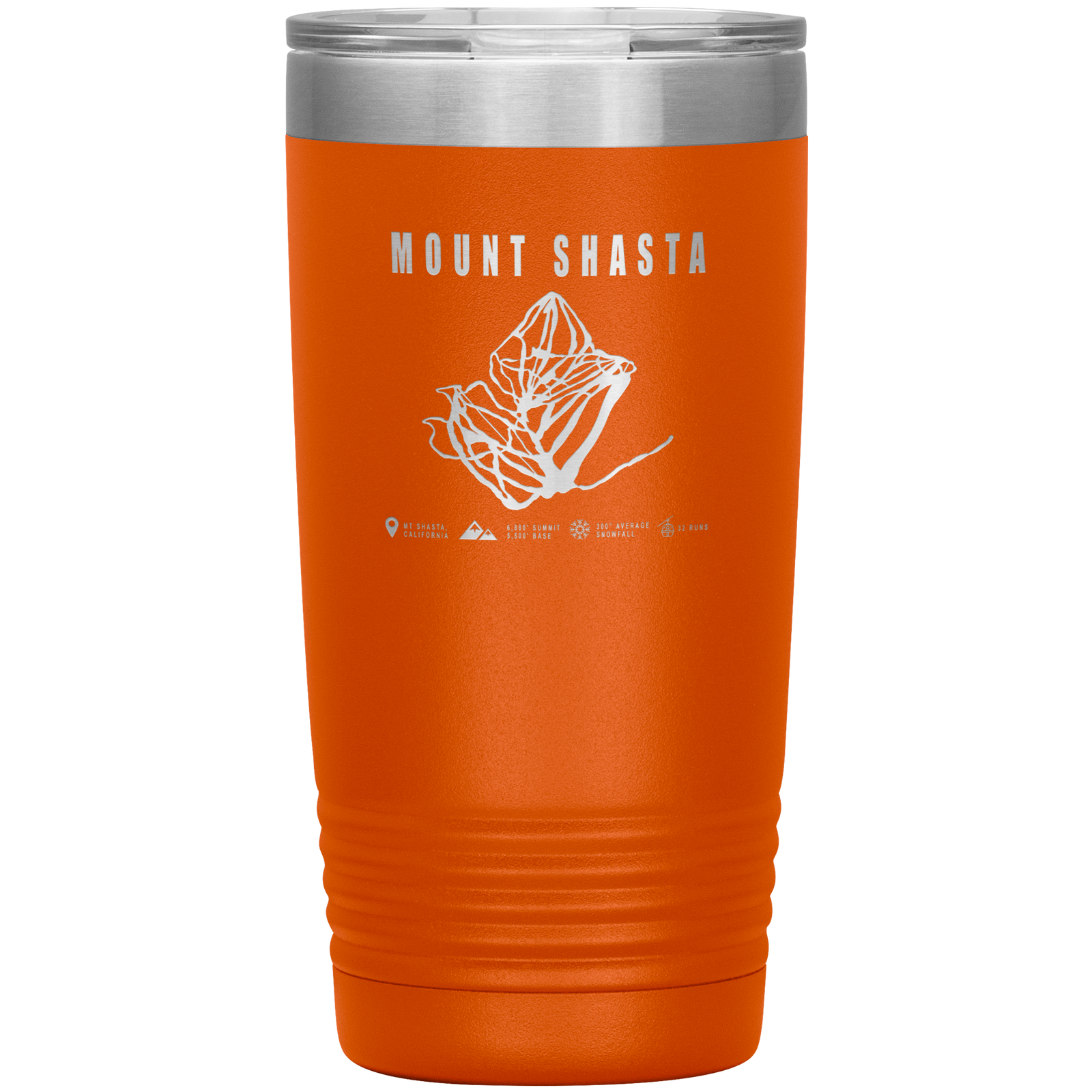 Mount Shasta, California Ski Trail Map 20oz Tumbler - Powderaddicts