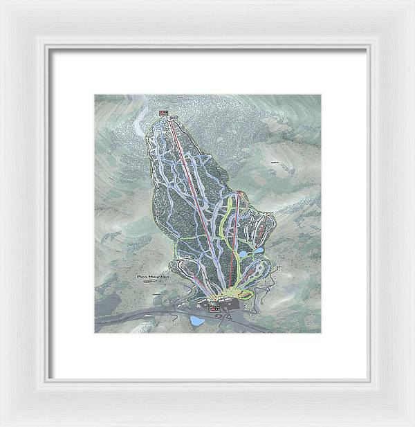 Pico Mountain Ski Trail Map - Framed Print - Powderaddicts