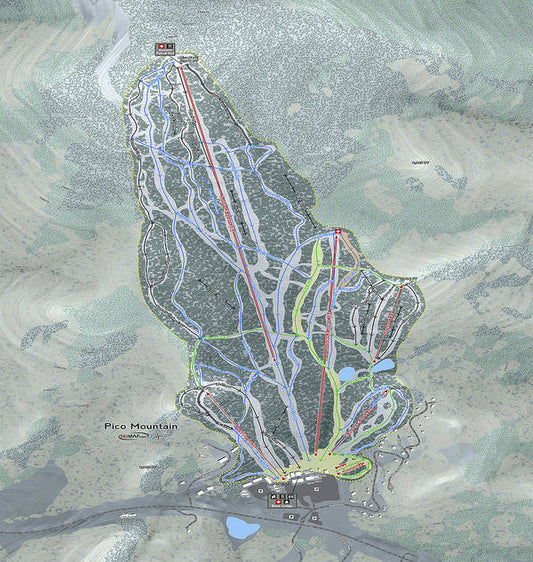 Pico Mountain Ski Trail Map - Art Print - Powderaddicts