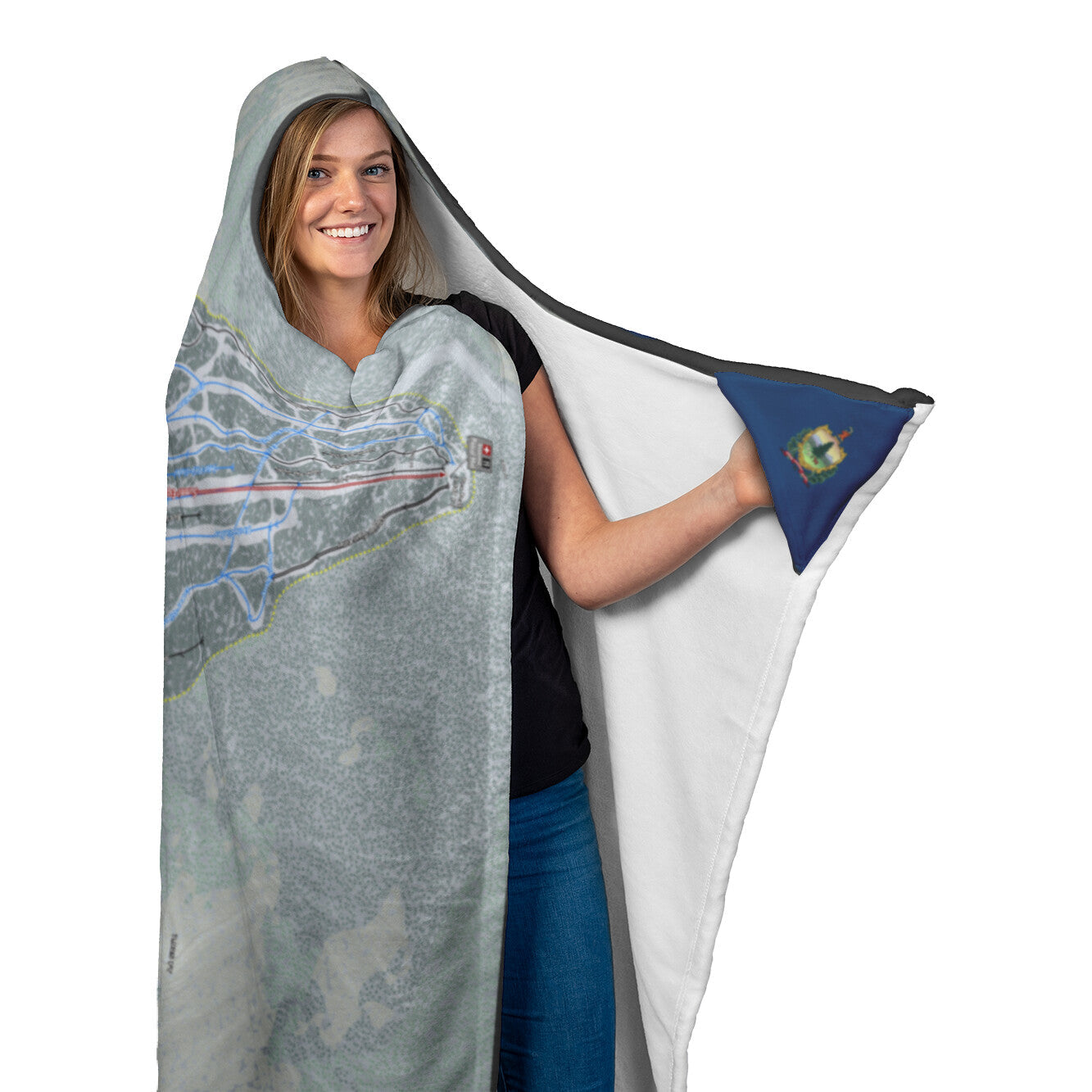 Pico Mountain, Vermont Ski Trail Map - Hooded Blanket - Powderaddicts