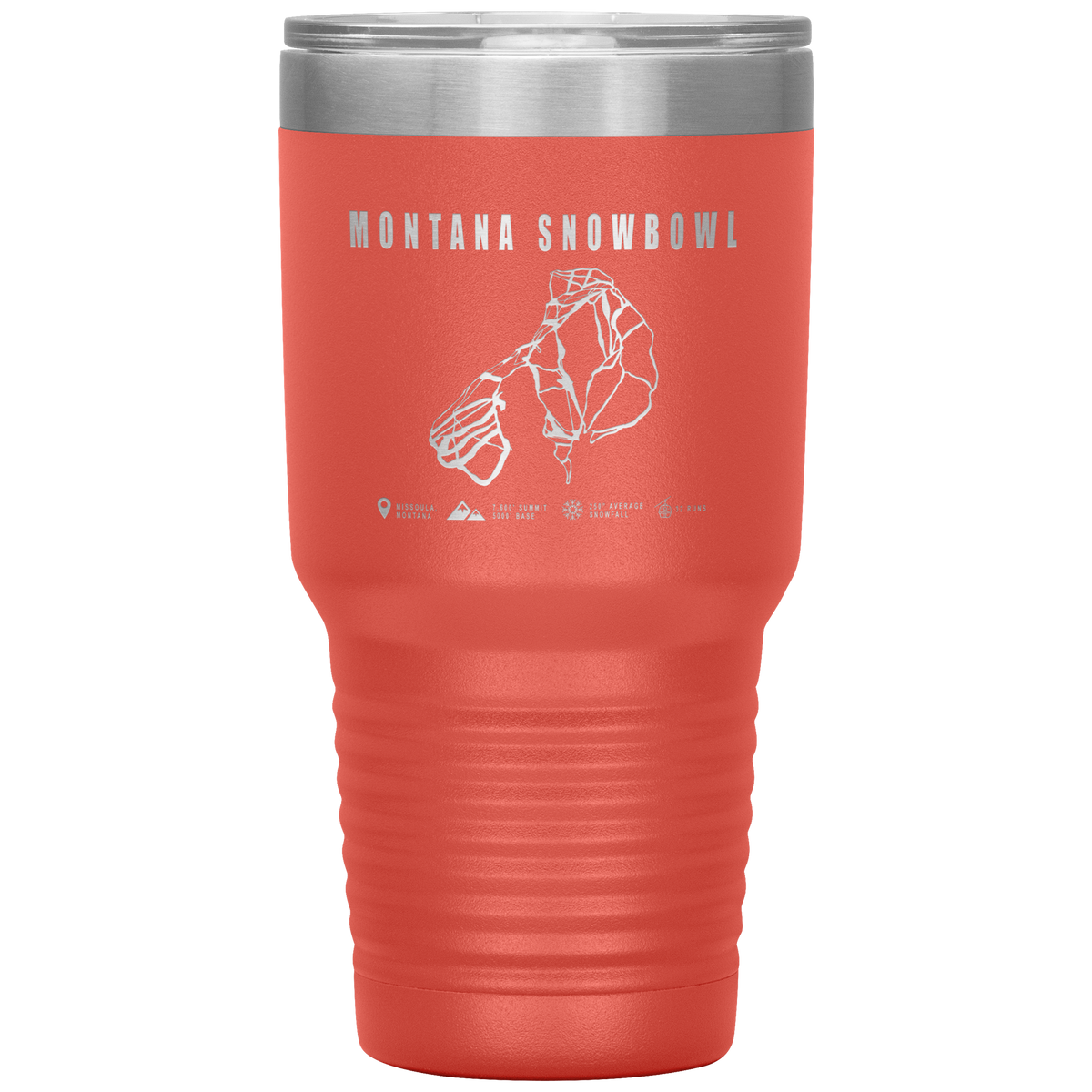 Montana Snowbowl, Montana Ski Trail Map 30oz Tumbler - Powderaddicts