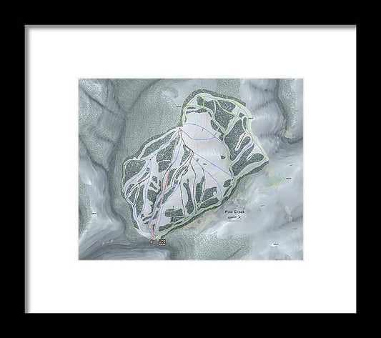 Pine Creek Ski Trail Map - Framed Print - Powderaddicts