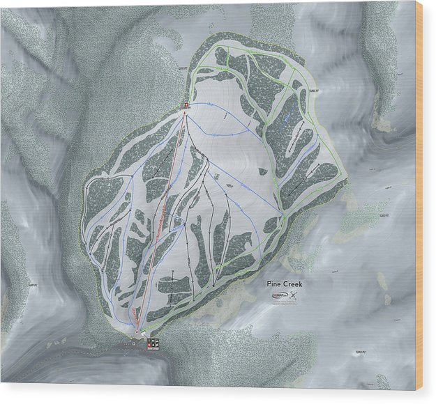 Pine Creek Ski Trail Map - Wood Print - Powderaddicts