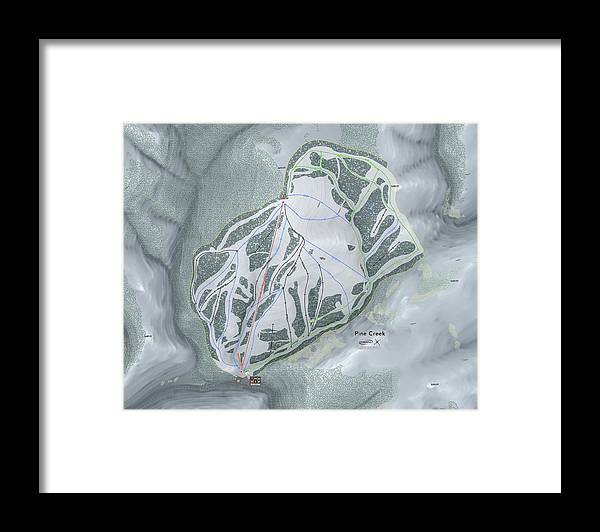 Pine Creek Ski Trail Map - Framed Print - Powderaddicts